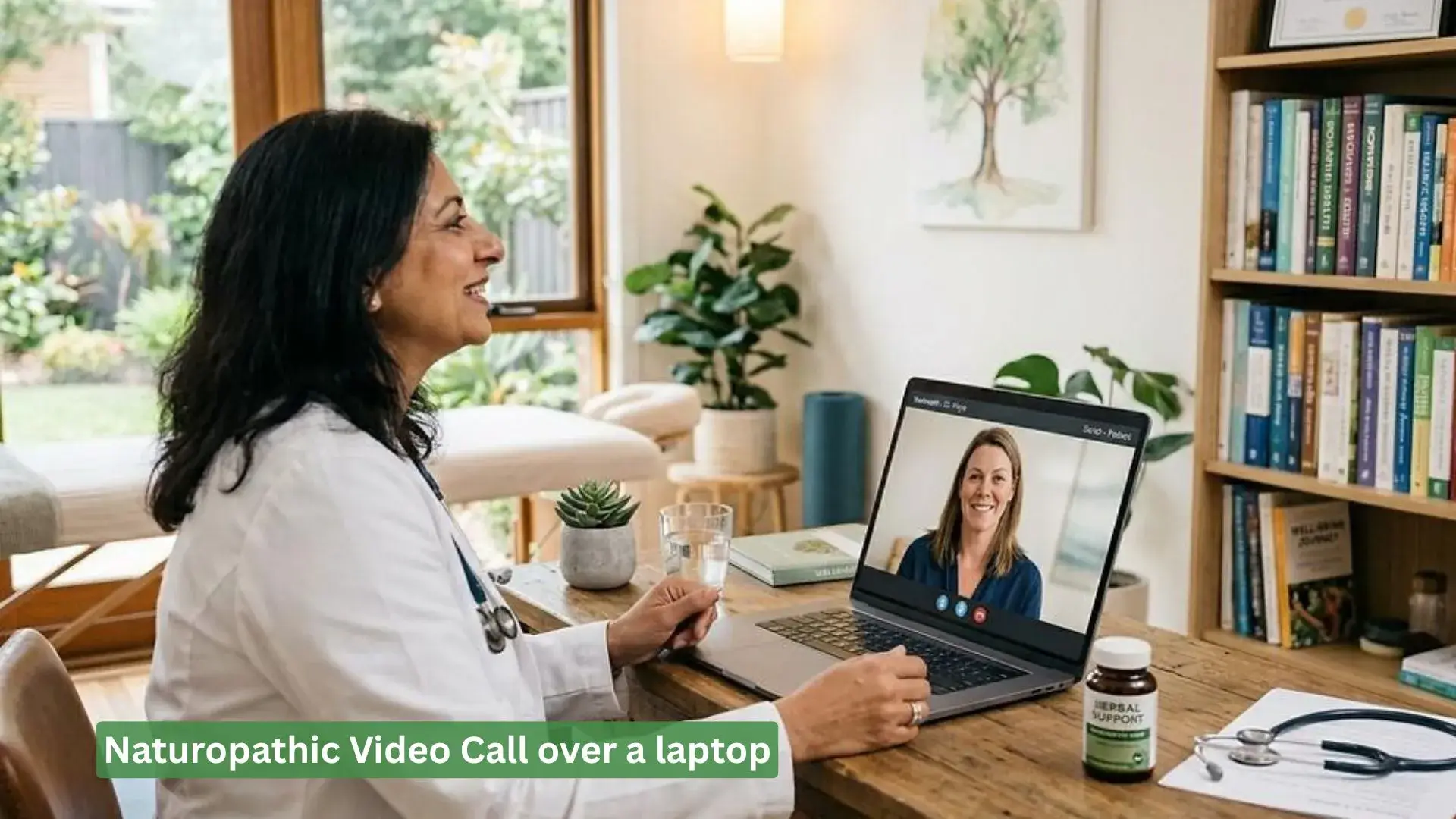 Naturopathic Video Call over a laptop